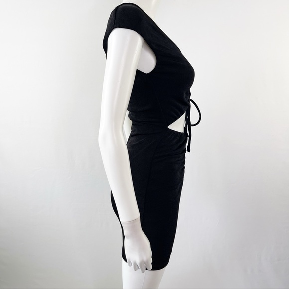 White Fox Dress Black Natural Element Mini Size L Bare Midriff Stretchy - Picture 6 of 11